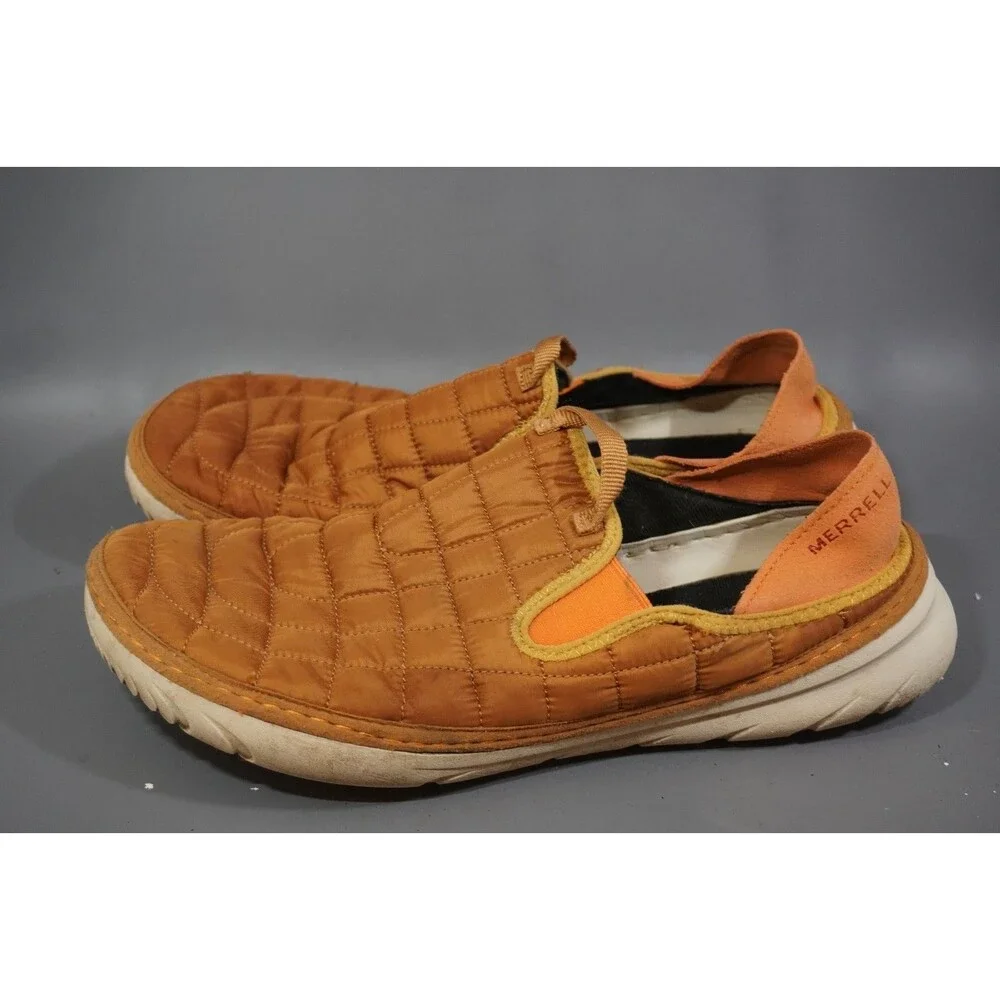 Merrell Hut Moc Men's Size 13 Quilted Nylon Slip On Loafer Shoes Orange Brown